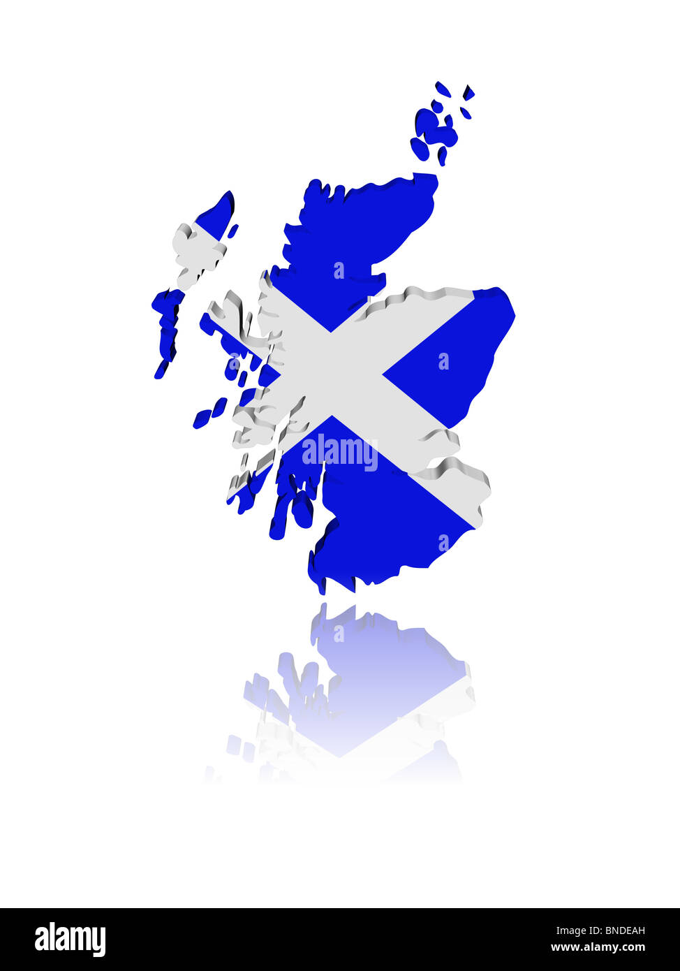 Scozia bandiera mappa 3D render con illustrazione di riflessione Foto Stock