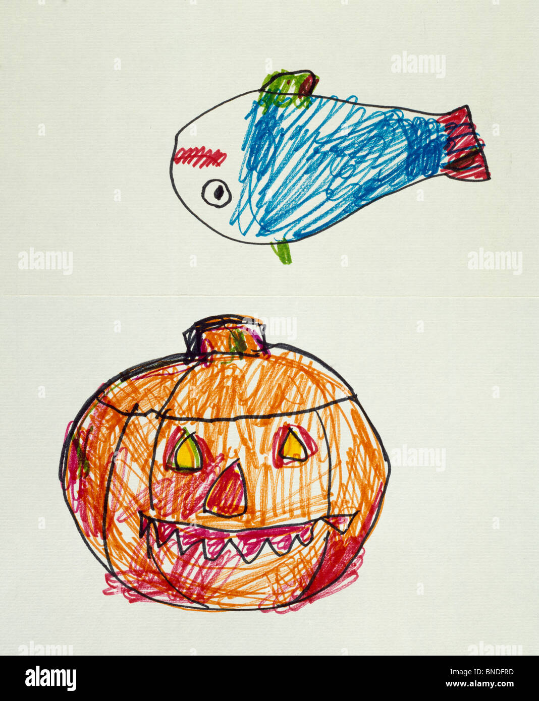 Pesce e zucca, Arte per bambini, da Diana ONGS, (1940) Foto Stock