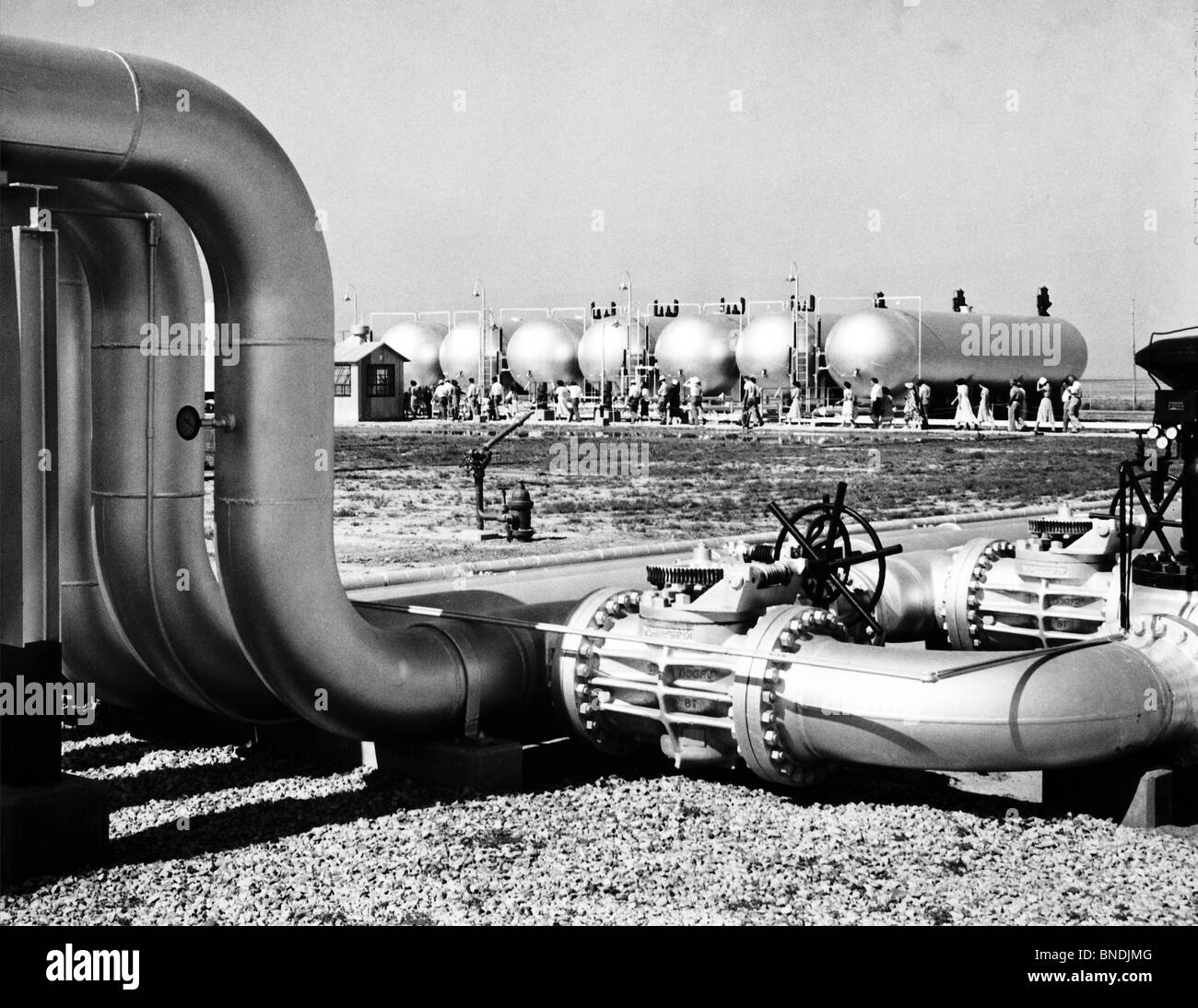 Stati Uniti d'America, Kansas, Ulisse, gasdotti per il trasporto di gas naturale in raffineria Foto Stock