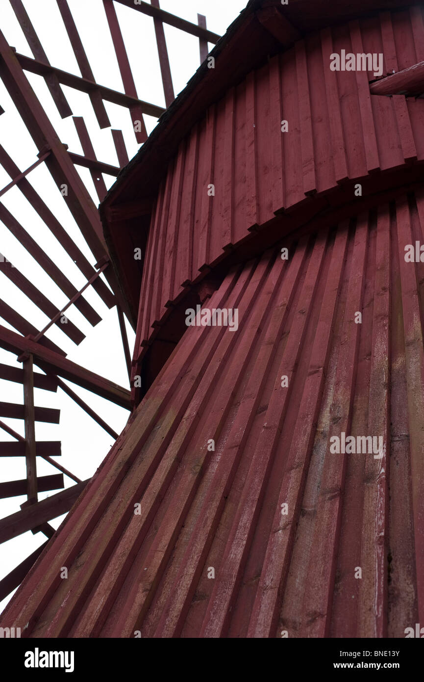 Close-up di un vecchio mulino in legno di Uusikaupunki, Finlandia Foto Stock