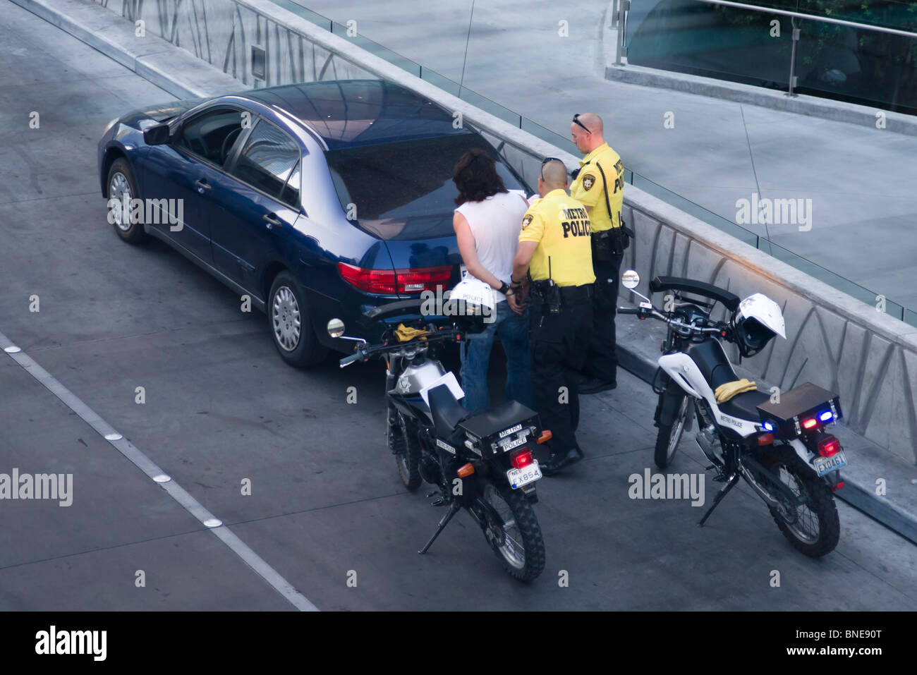 Las Vegas la polizia fare una sosta e veicolo di ricerca street arresto Foto Stock