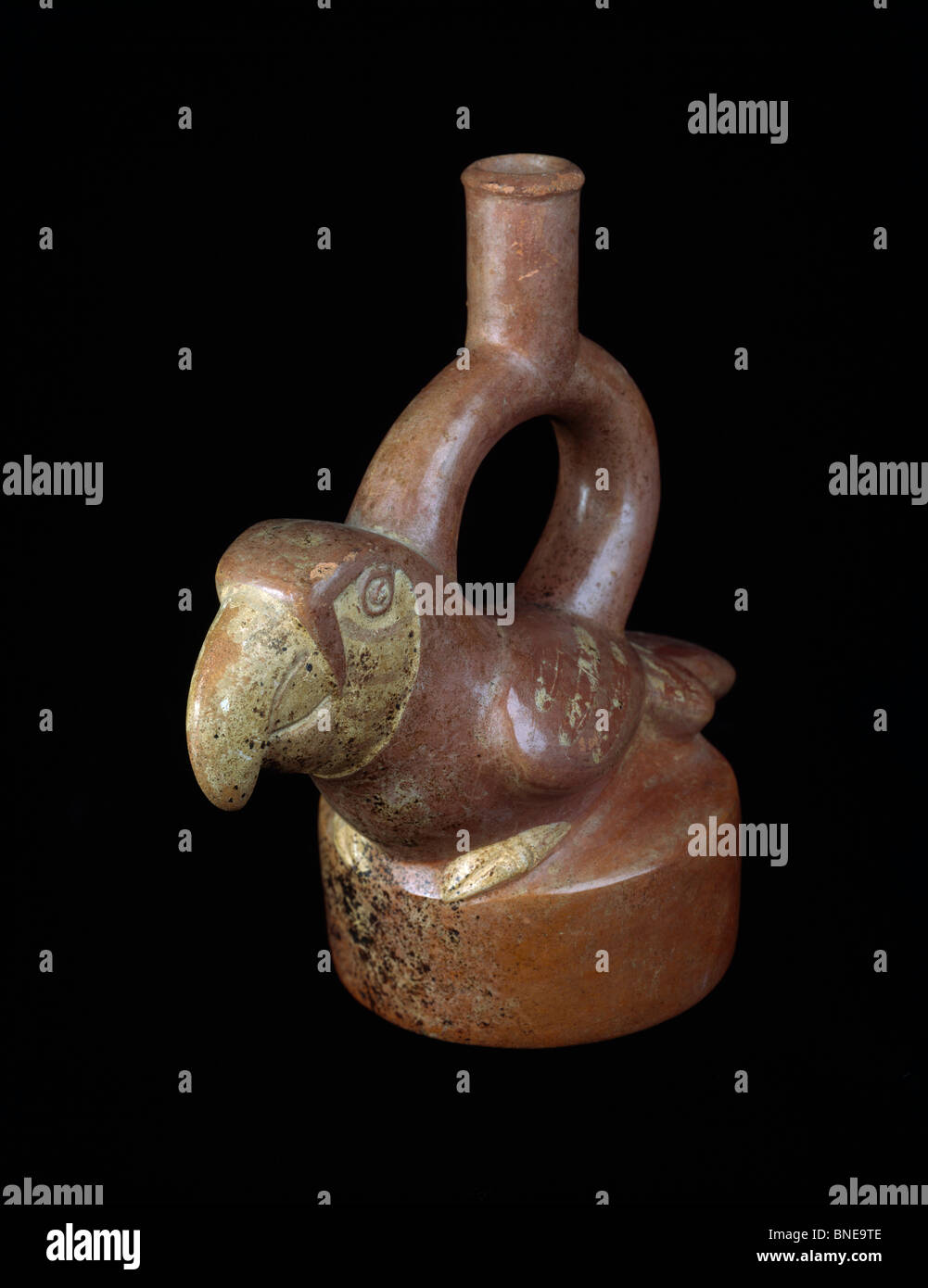 Parrot staffa del tubo di lancio dal vaso Moche PERÙ USA Florida Jacksonville e il Museo di Arte Contemporanea precolombiana Foto Stock