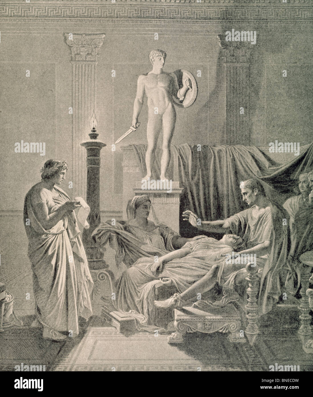 Octavia superati da Virgilio versetto di artista sconosciuto, litografia Foto Stock