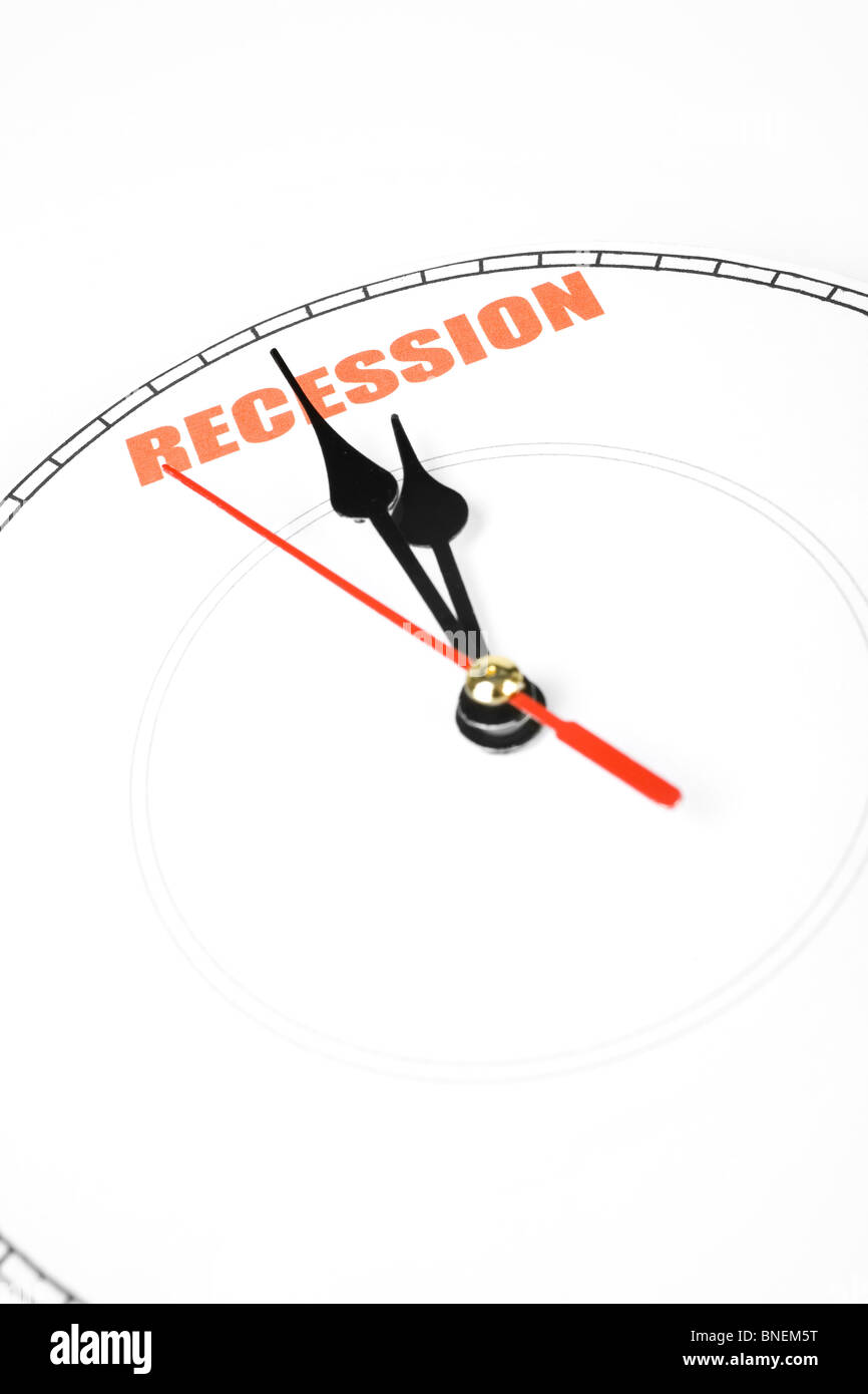 Orologio, concetto di recessione economica Foto Stock