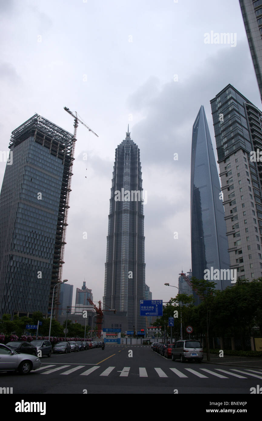Torre Jinmao, Lujiazui, quartiere Pudong, Shanghai, Cina Foto Stock