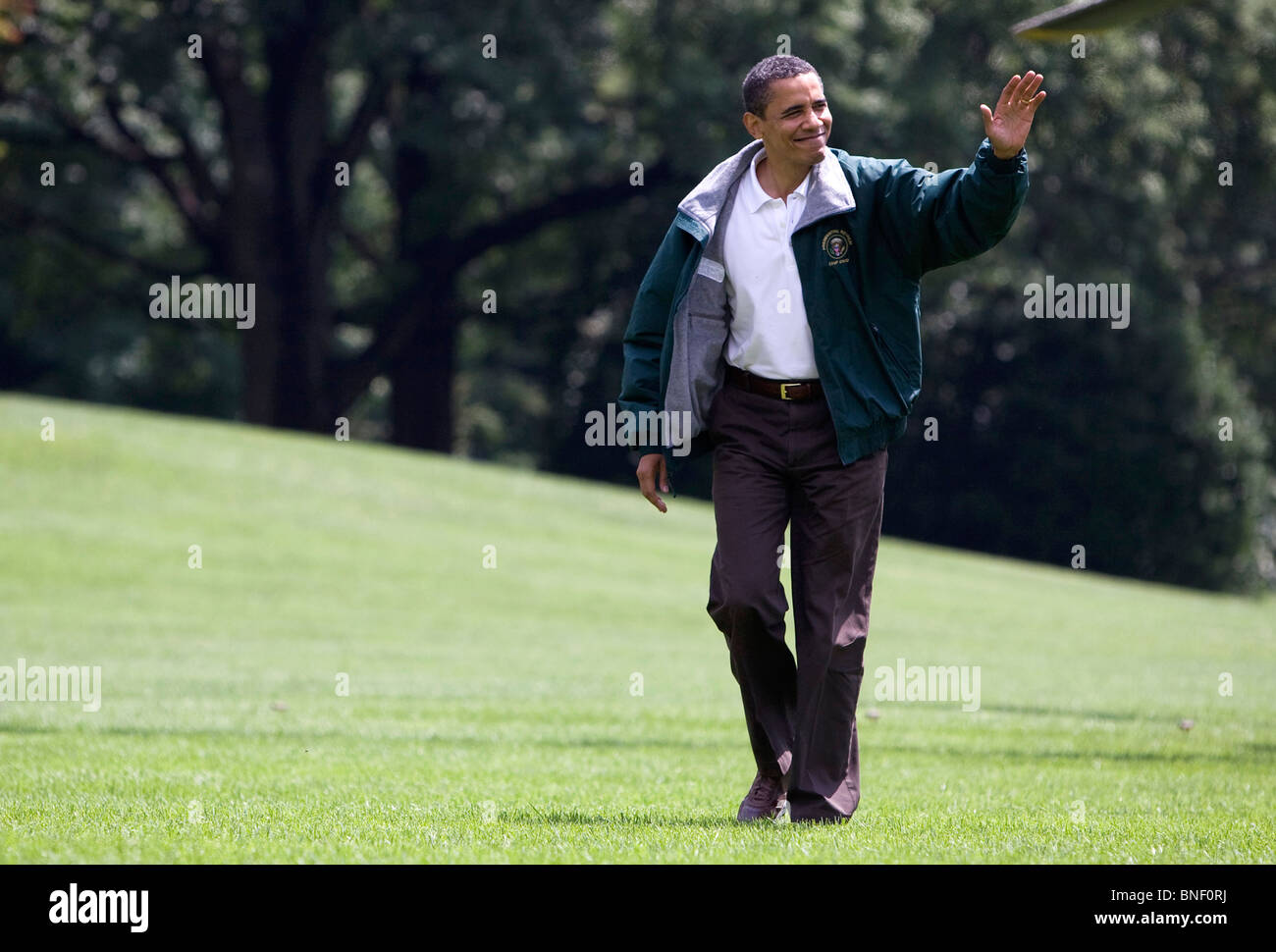 2 agosto 2009 - Washington, D.C. - Il Presidente Barack Obama torna da Camp David a bordo di una marina. Foto Stock