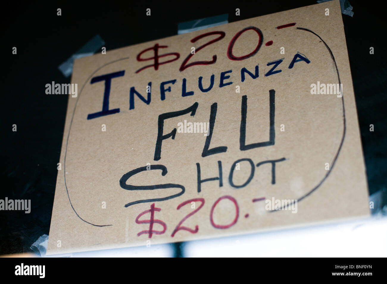 Segno per il vaccino antinfluenzale Foto Stock Segno per il vaccino antinfluenzale Foto Stock