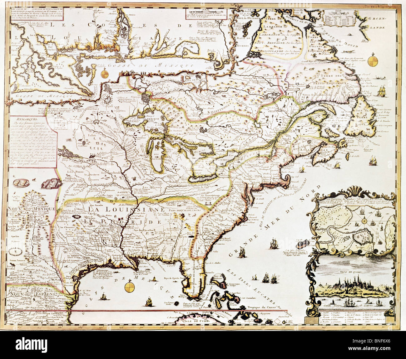 La Mississippi e San Lawrence Valley, mappe, 1719 Foto Stock