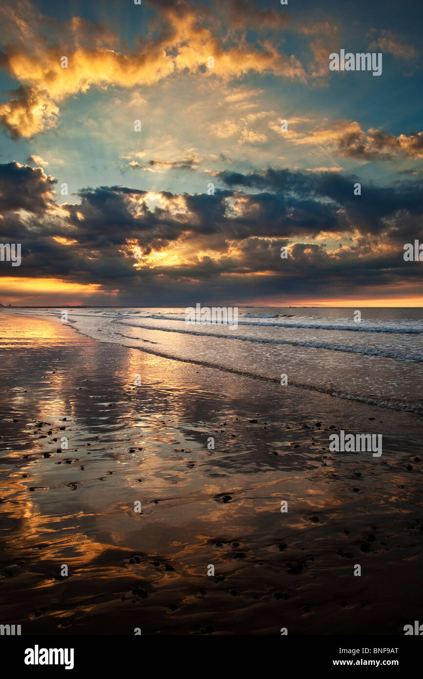 Estate tramonto a Saltburn Beach, Tees Valley Foto Stock