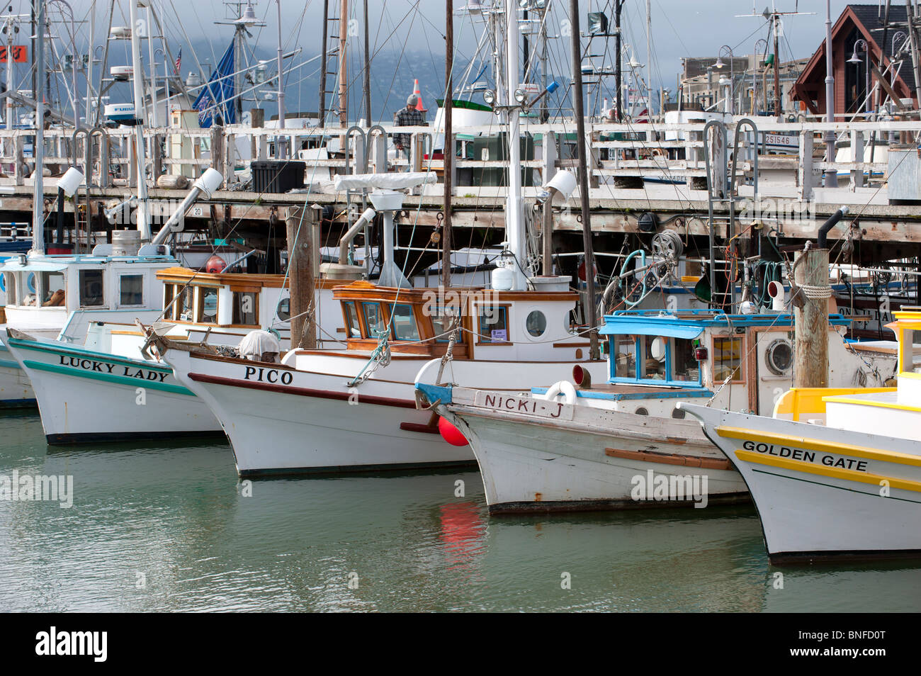 Barche ormeggiate San Francisco Harbour California USA Foto Stock