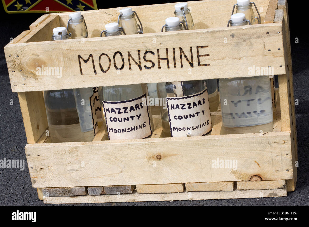 Moonshine in mostra a Santa Pod raceway Foto Stock