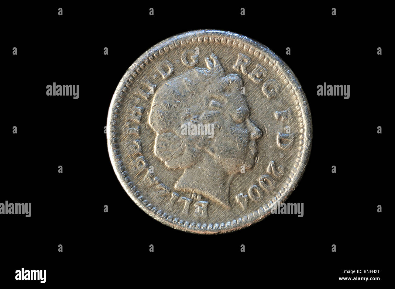 Fake British 2004 Scottish una libbra di £ 1 gettone con poco colpito scritte e striature diagonali (retromarcia anche disponibile) Foto Stock