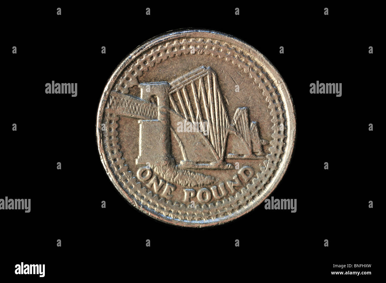 Fake British 2004 Scottish una libbra di £ 1 gettone con Forth Bridge che mostra scarsa qualità sciopero (complementare anche disponibile) Foto Stock