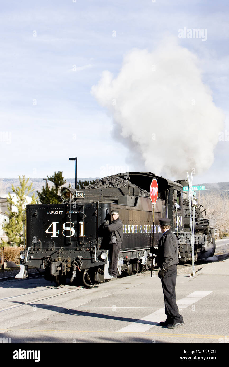 Durango Silverton Narrow Gauge Railroad, Colorado, STATI UNITI D'AMERICA Foto Stock