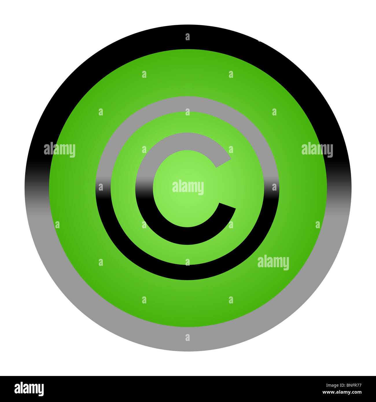 Eco-Green pulsante copyright isolato su sfondo bianco con copia spazio. Foto Stock