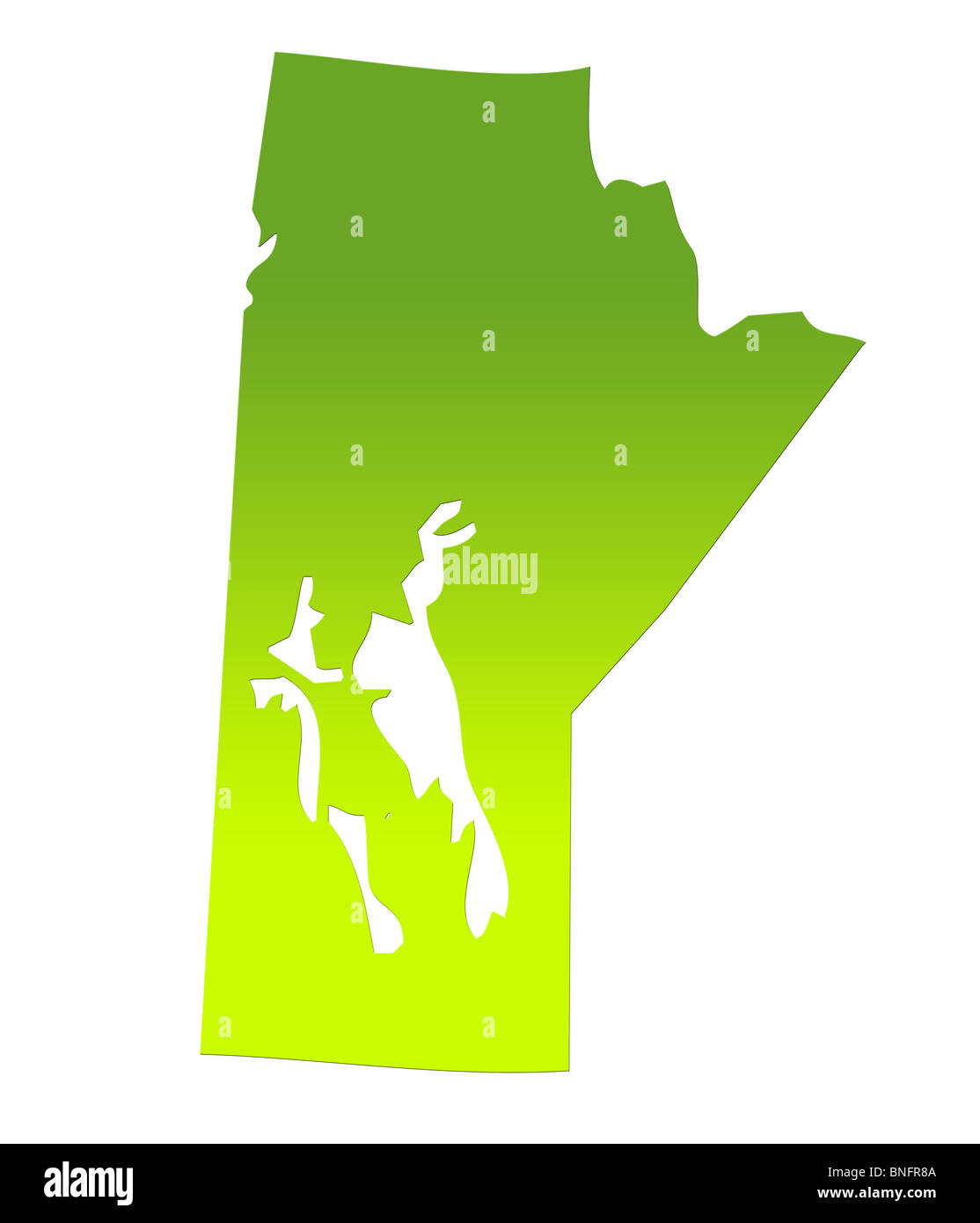 Manitoba Provincia del Canada mappa di gradiente verde, isolati su sfondo bianco. Foto Stock