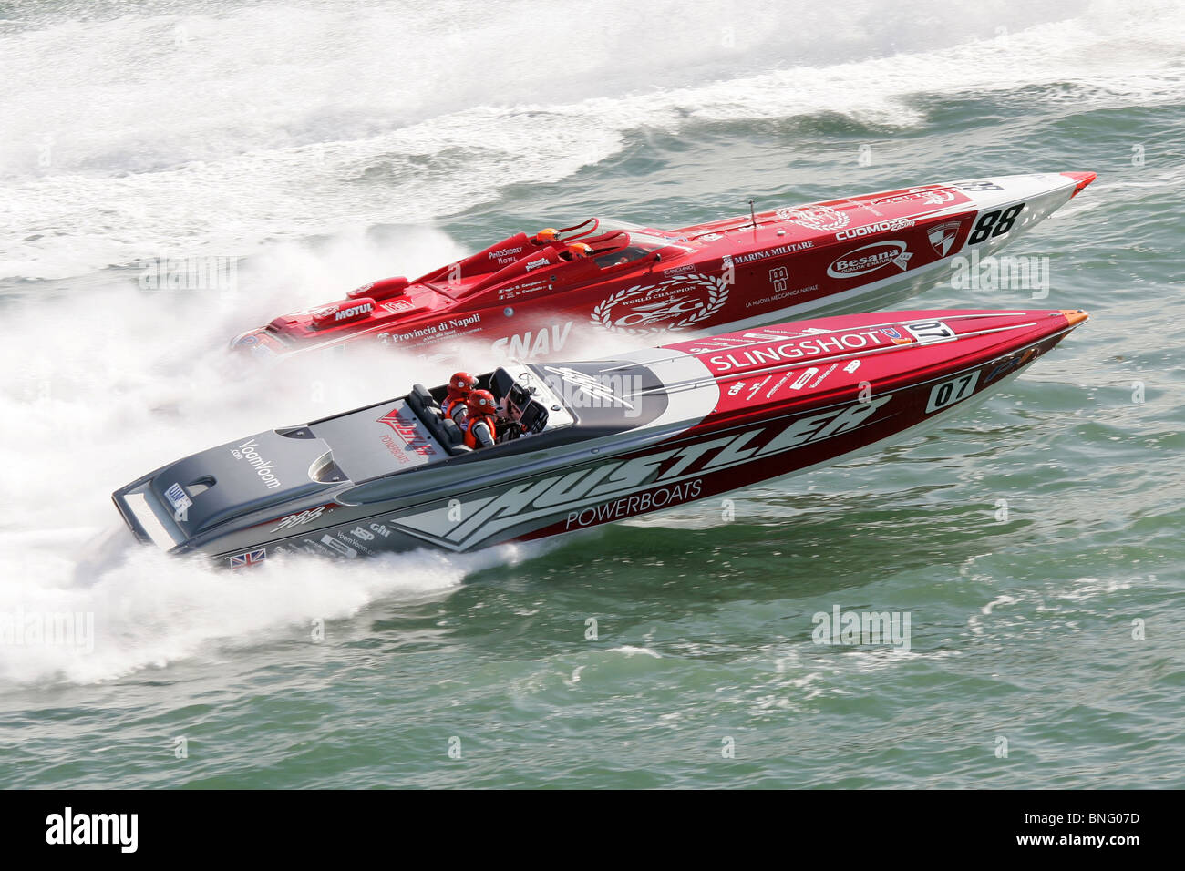 # 07 VoomVoom.com British. Vahid Ganjavian Charlie Wiliams-Hawkes. Hustler 388 Slingshot. L'unità di comando UIM Powerboat P1 British Grand Pri Foto Stock