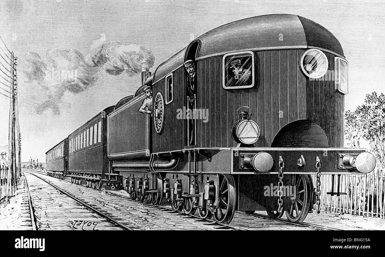 Treno Streamliner, quaranta anni di anticipo dei tempi di artista sconosciuto, stampa 1893 Foto Stock