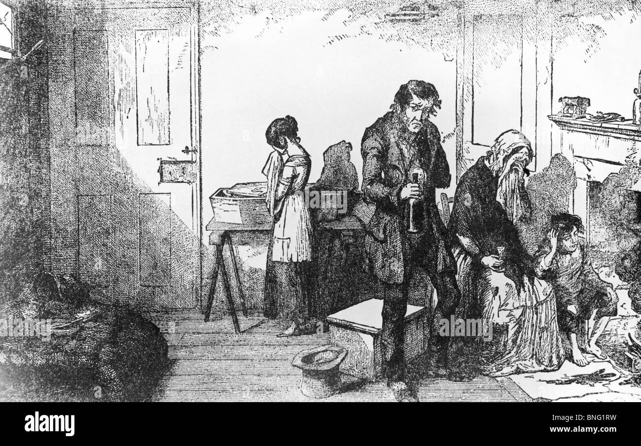 La casa di ebbrezza dalla storia di alcolismo Di artista sconosciuto, xilografia stampare Foto Stock