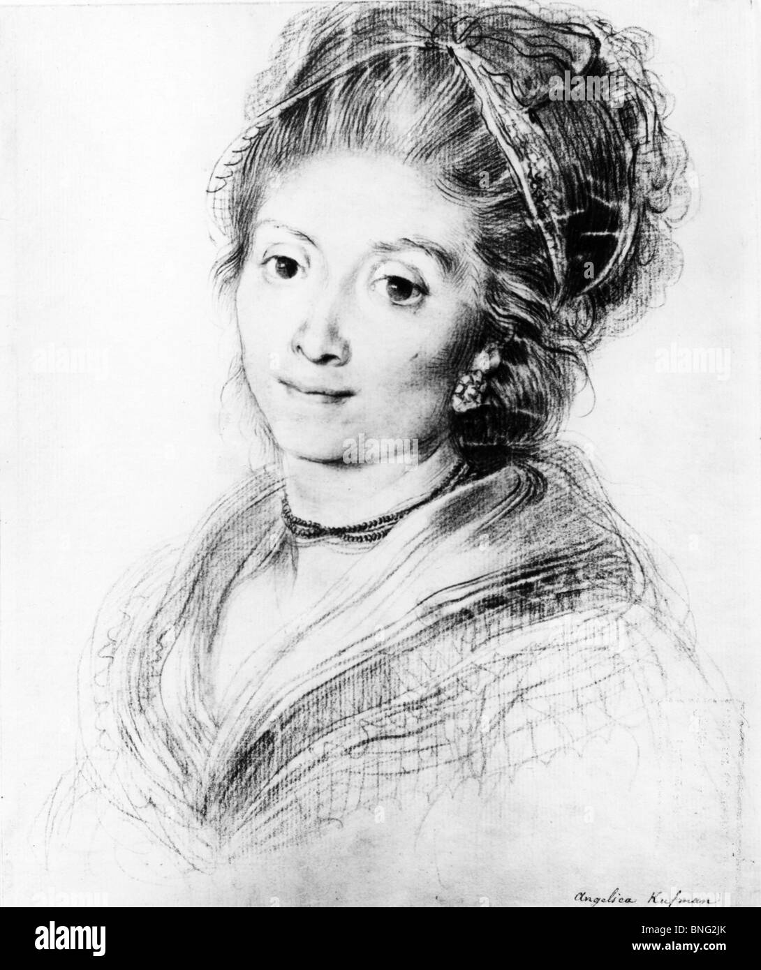 Ritratto di una donna da Angelica Kauffmann, 1741-1807, Svizzera, Basilea, Kupferstichkabinet Foto Stock