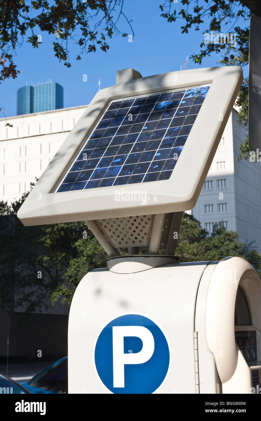 Texas Houston. Powered Solar parchimetro. Foto Stock