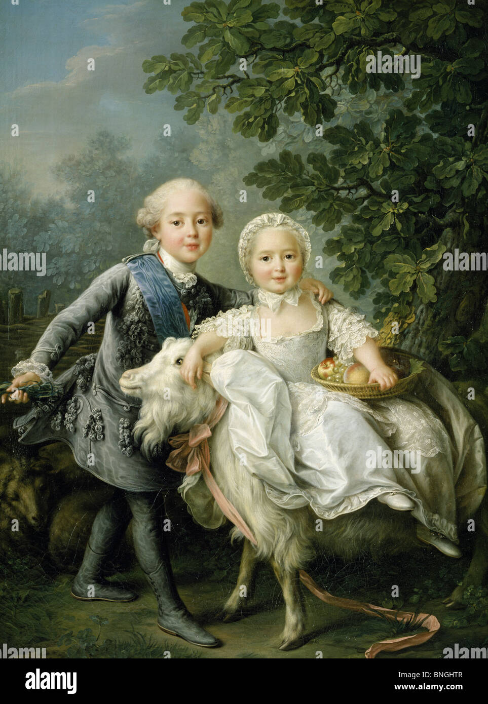 Ritratto di Carlo Filippo di Francia e sua sorella Maria Adelaide da Francois Hubert Drouais (1727-1775) Francia Parigi Musee Foto Stock