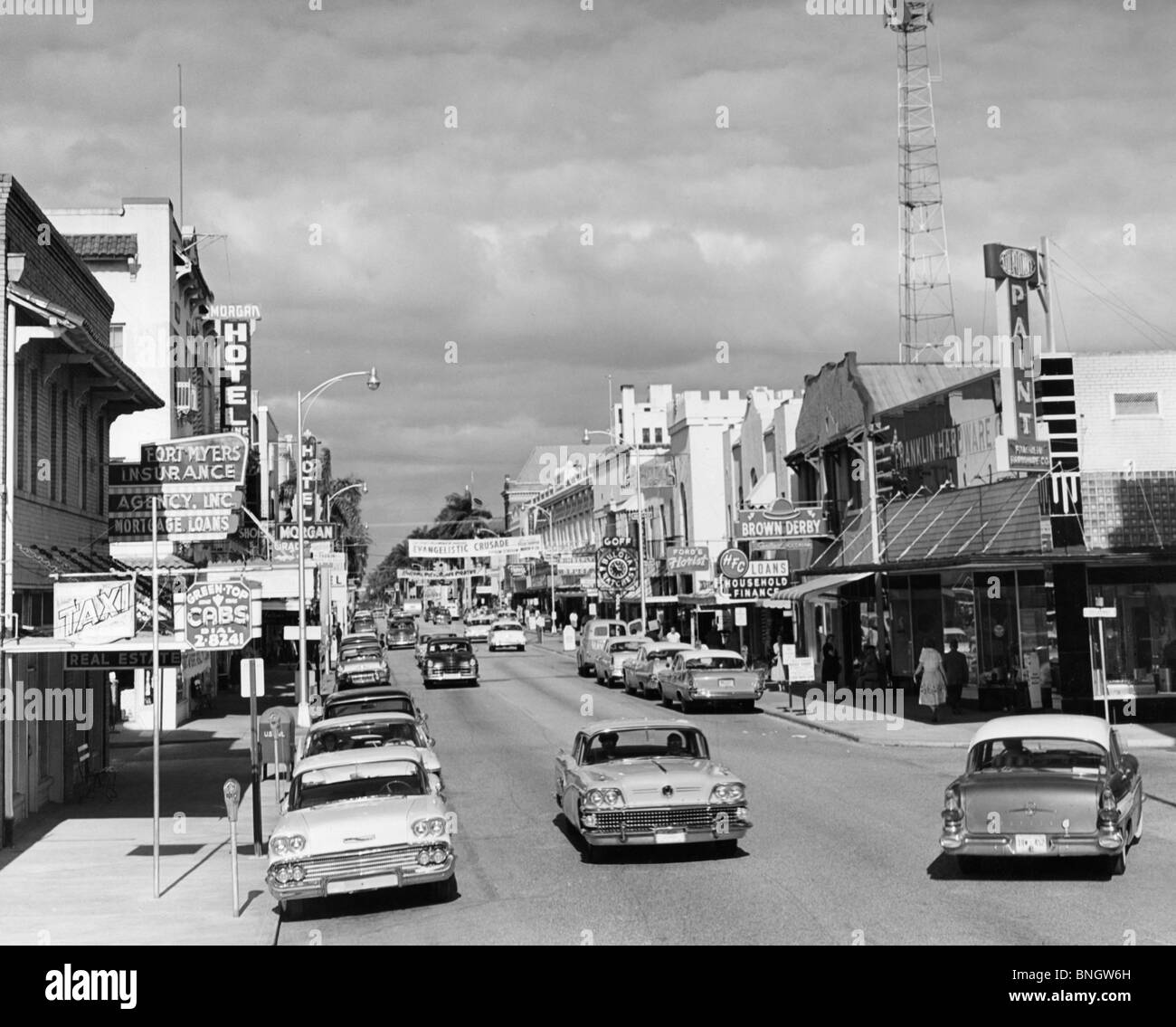 Stati Uniti d'America, Florida, Fort Myers, edifici lungo la Main Street Foto Stock