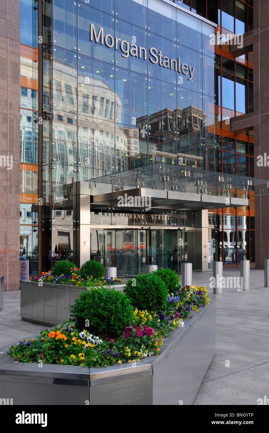 Morgan Stanley ufficio edificio ingresso in Canary Wharf Foto Stock