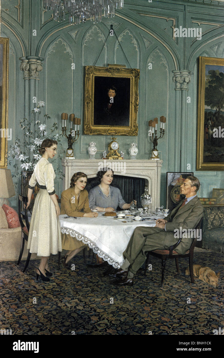 George VI e la famiglia di Herbert James Gunn Foto Stock