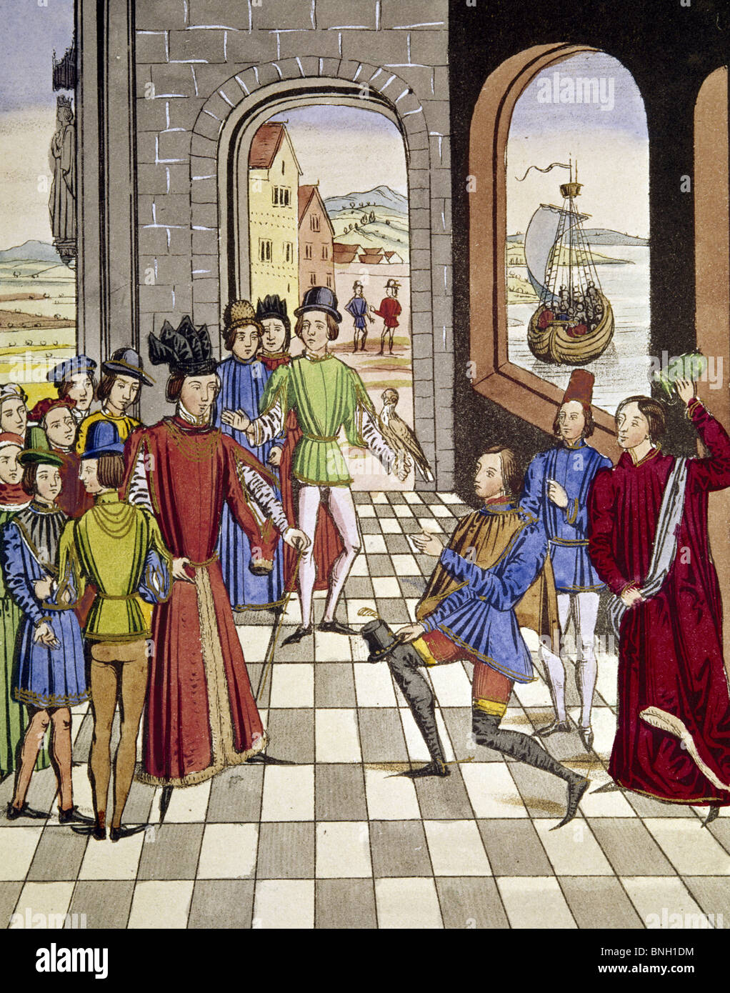 Robert the Bruce di Scozia Invia sfida a Edward III, Jean Froissart (C. 1337-1410? Il francese) Foto Stock