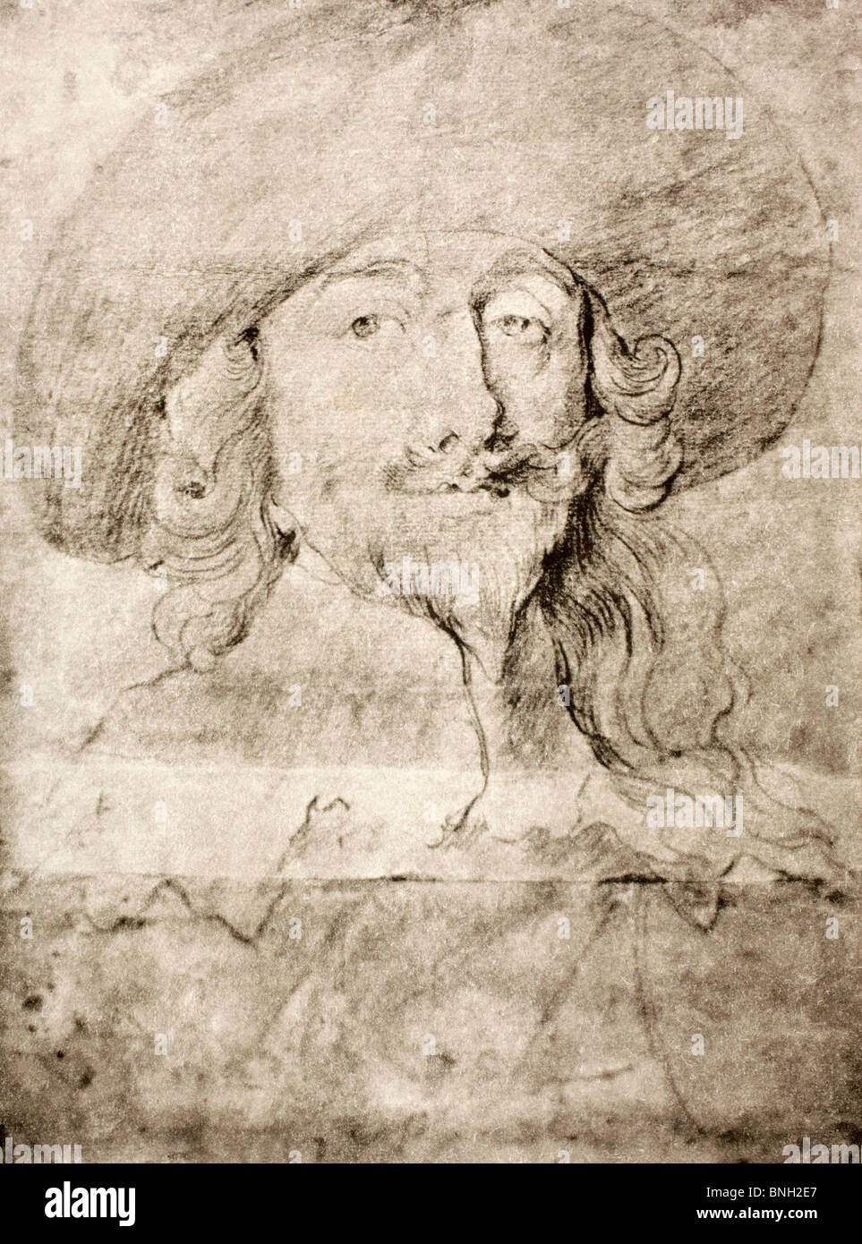 Il re Carlo I di Inghilterra 1600 - 1649. Dopo un disegno da Vandyck ha. Foto Stock