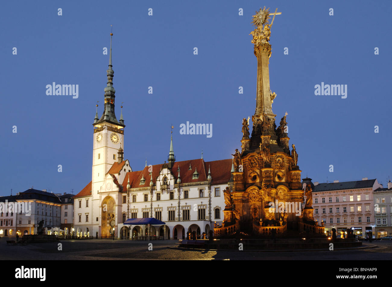 Città luogo anello superiore municipio patrimonio culturale mondiale dell Unesco Trinità colonna Olmütz Olomouc Moravia del nord Cechia CZECH Foto Stock