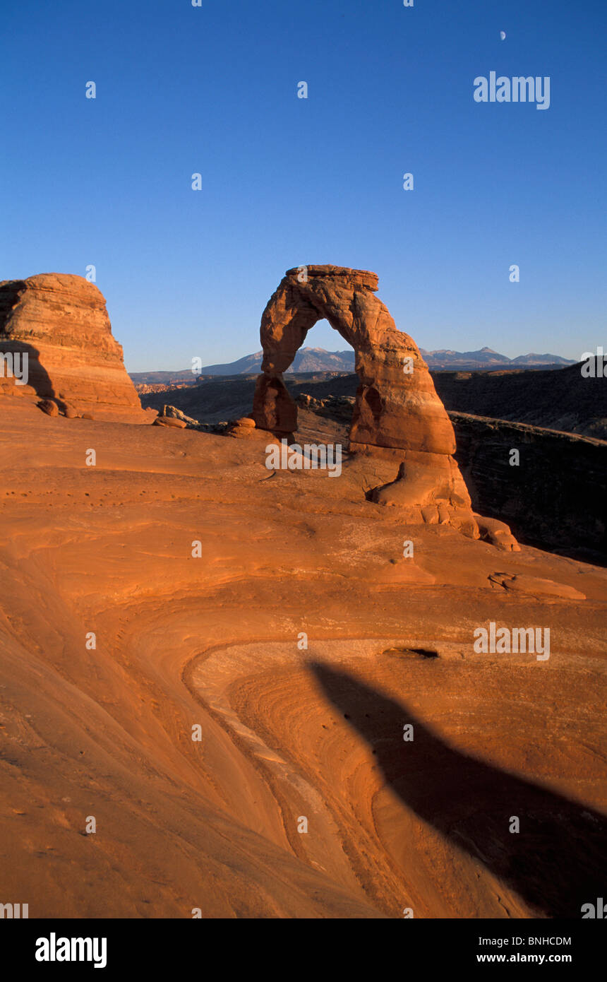 Stati Uniti d'America Moab Utah Delicate Arch Arches National Park natura paesaggio paesaggio di pietra arenaria erosione Stati Uniti d'America Foto Stock