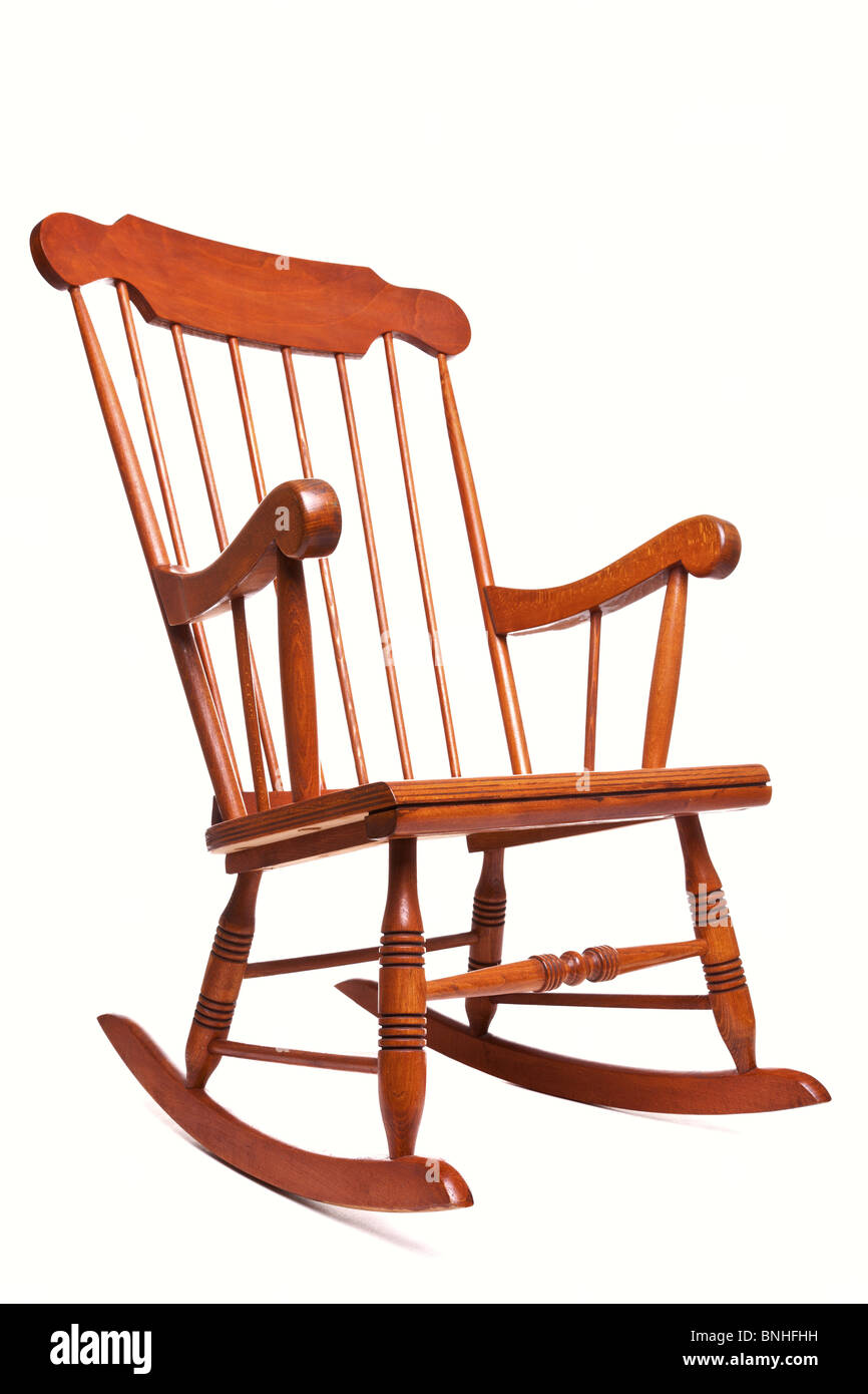 Foto di una sedia a dondolo isolato su uno sfondo bianco Foto Stock
