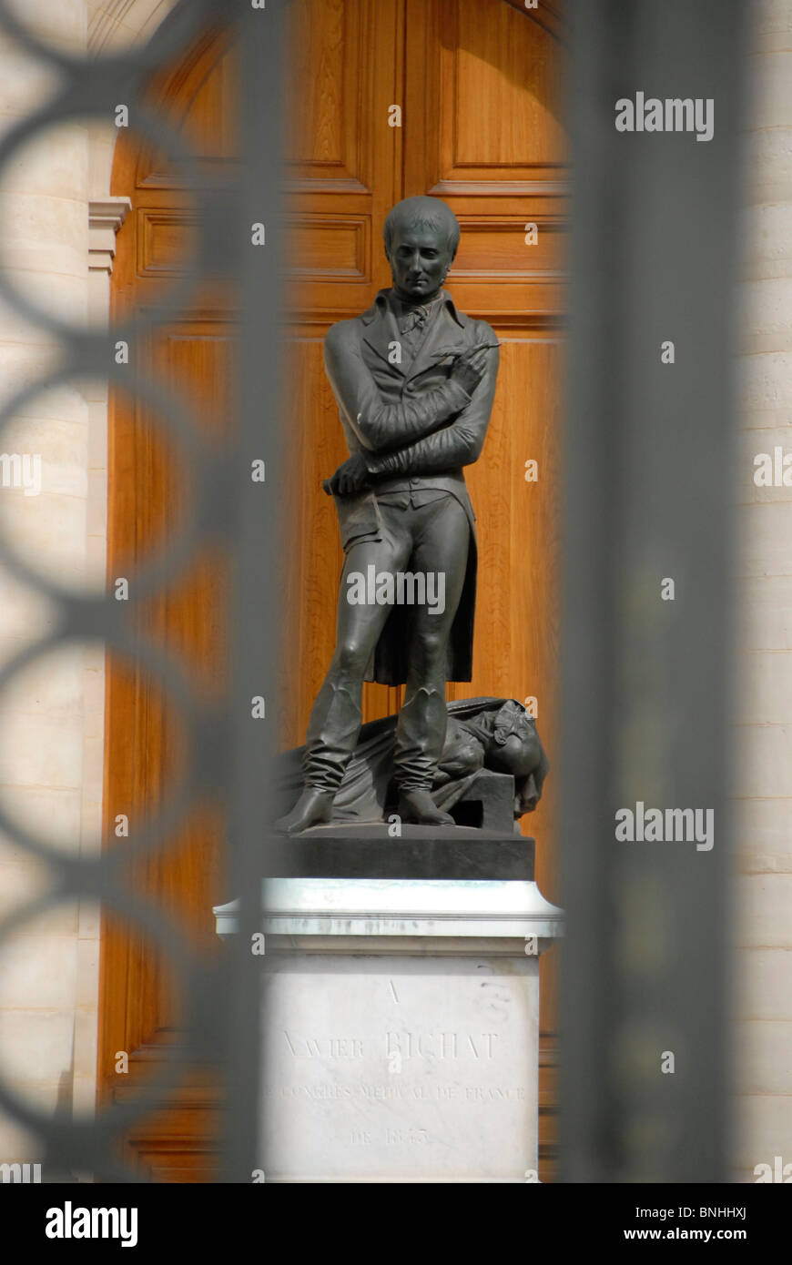 Statua di Xavier Bichat a René Descartes University Paris Foto Stock