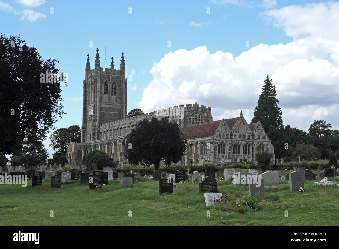 Long Melford, Suffolk, Inghilterra - chiesa della Santa Trinità costruito nel XV secolo. Foto Stock