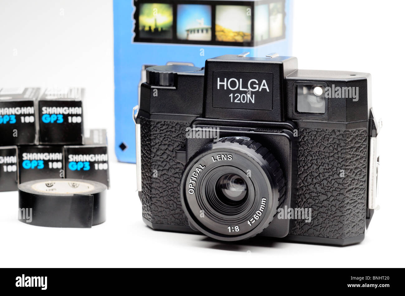 Il cinese Holga 120N Fotocamera, con 120 in bianco e nero 120 Pellicola Foto Stock