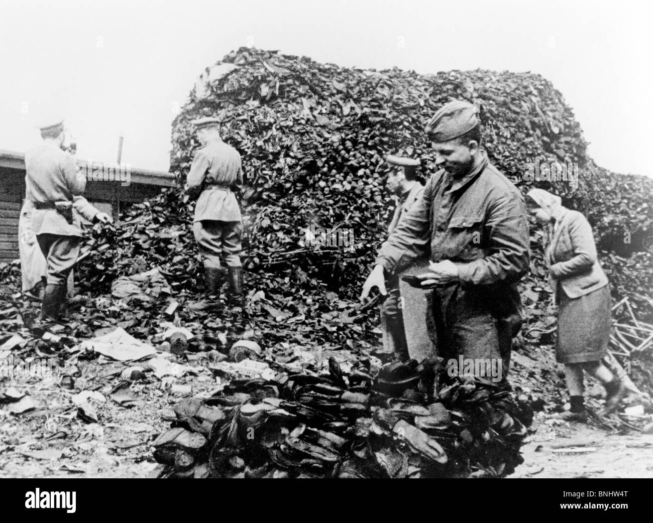 Guerra Mondiale II campo di concentramento di Auschwitz Olocausto Germania Marzo 1945 storia storico storico Nazi tedesca di seconda guerra mondiale Foto Stock