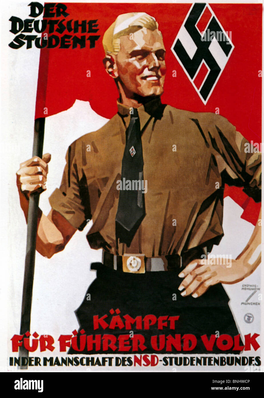 La Studente tedesco Poster Germania Nazista NS-Studentenbund 30s degli anni Trenta di Ludwig Hohlwein nazismo Germania storia storica Foto Stock