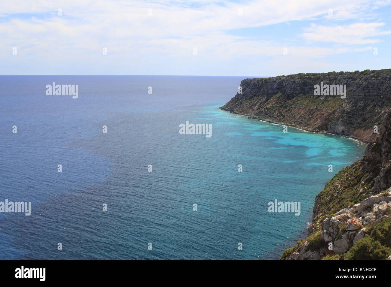 Formentera Mar Mediterraneo dall'alto La Mota faro Foto Stock