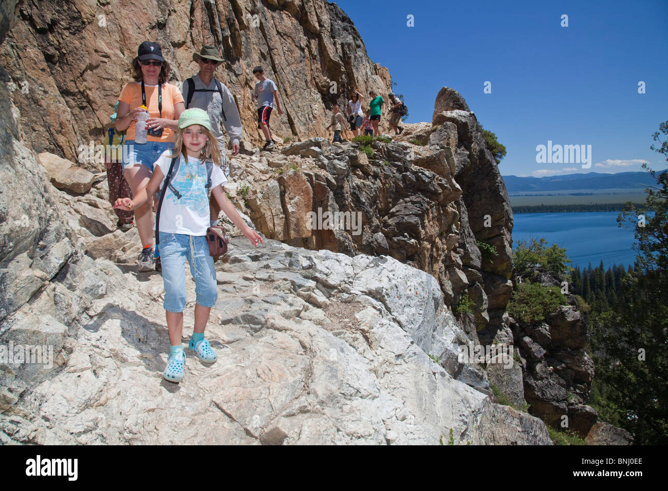 Famiglia escursioni a Lake Jenny. Foto Stock