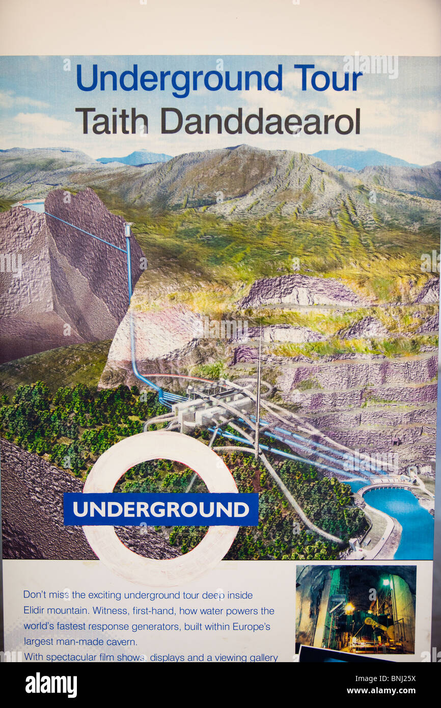 Dinorwig hydro power station Visitor Center a Llanberis, Snowdonia, il Galles del Nord. Foto Stock