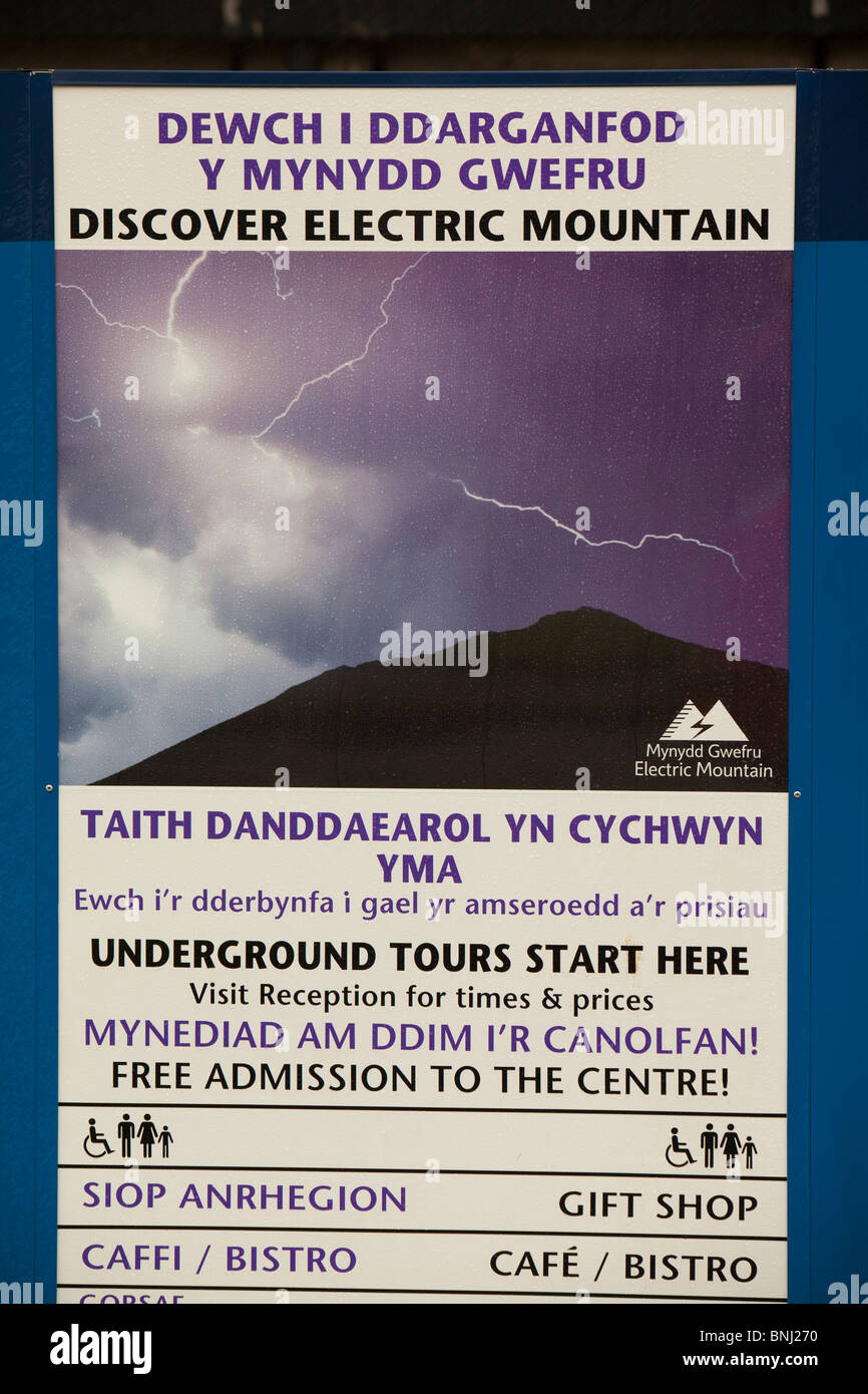 Dinorwig hydro power station Visitor Center a Llanberis, Snowdonia, il Galles del Nord. Foto Stock