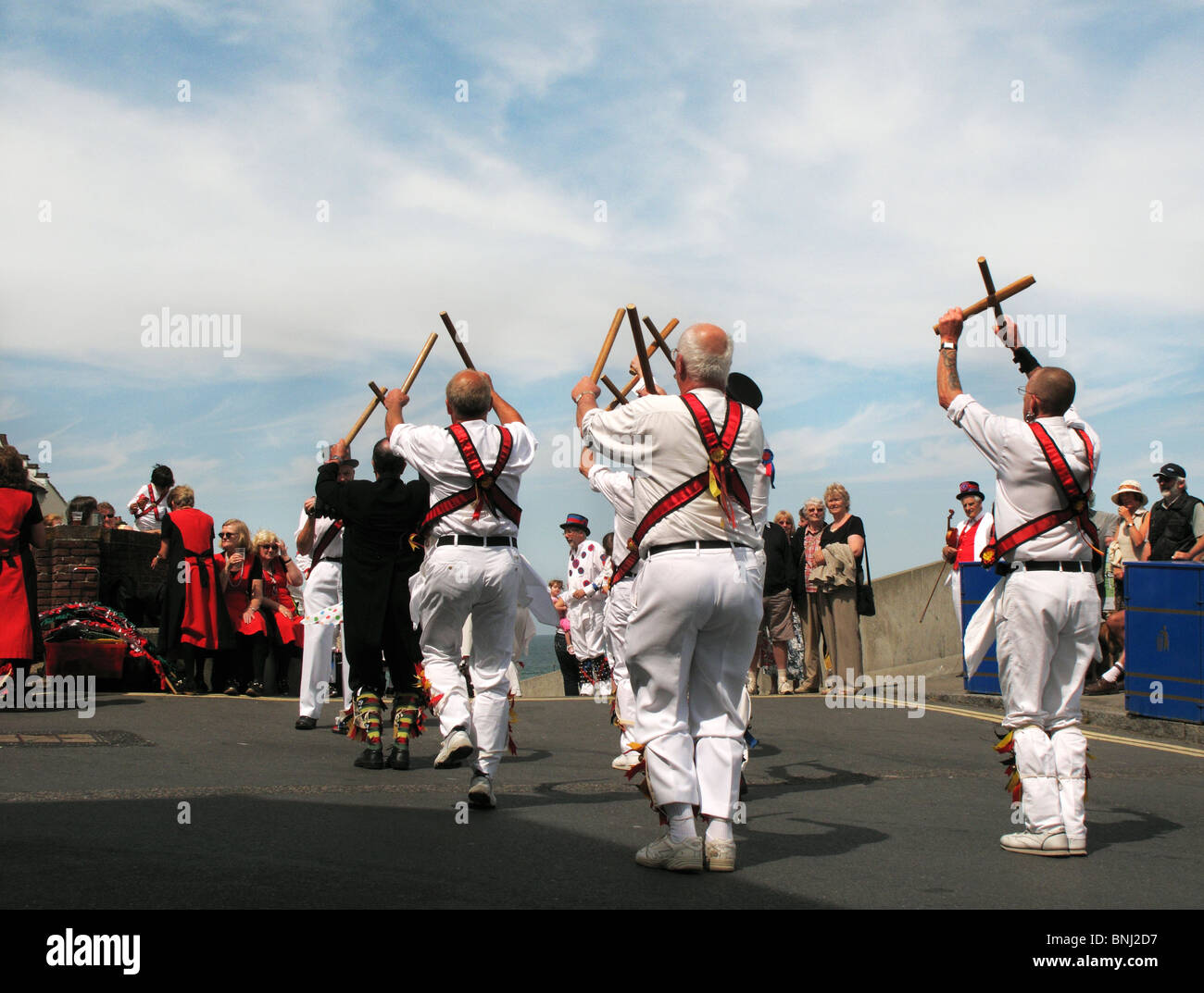 Morris ballerini al vasino Festival in Sheringham Norfolk Foto Stock