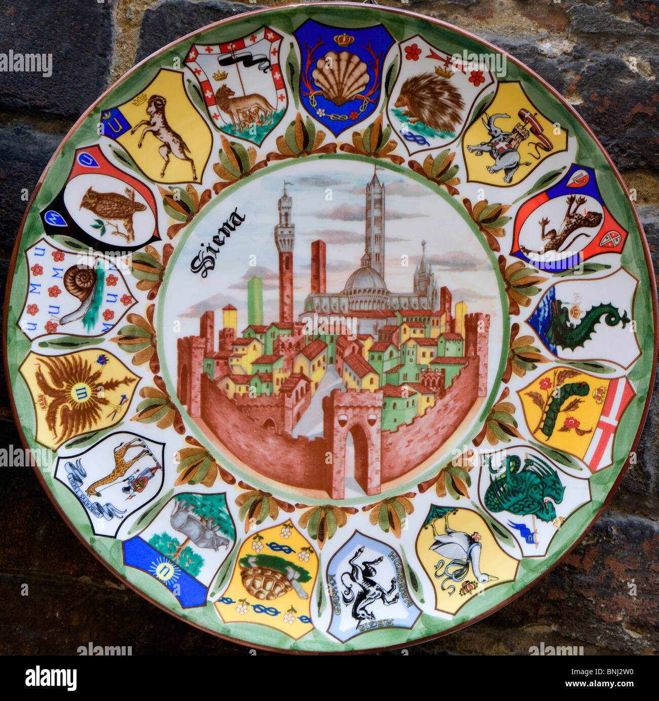 Siena - dettaglio della ceramica - Città Foto Stock