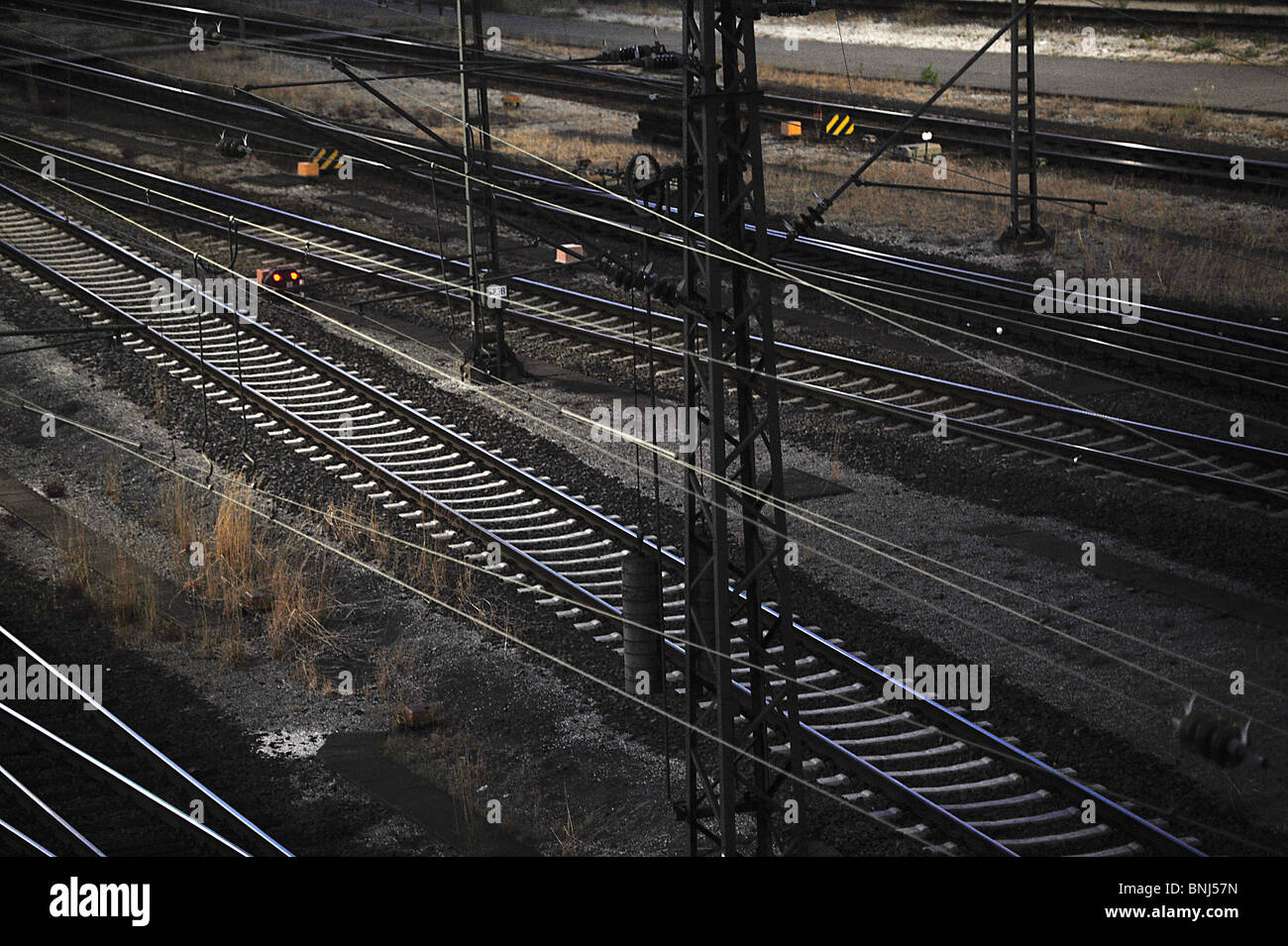 Ferrovie, ferrovie, vie visto in Maschen, il europeo più grande deposito merci vicino ad Amburgo in Germania Foto Stock