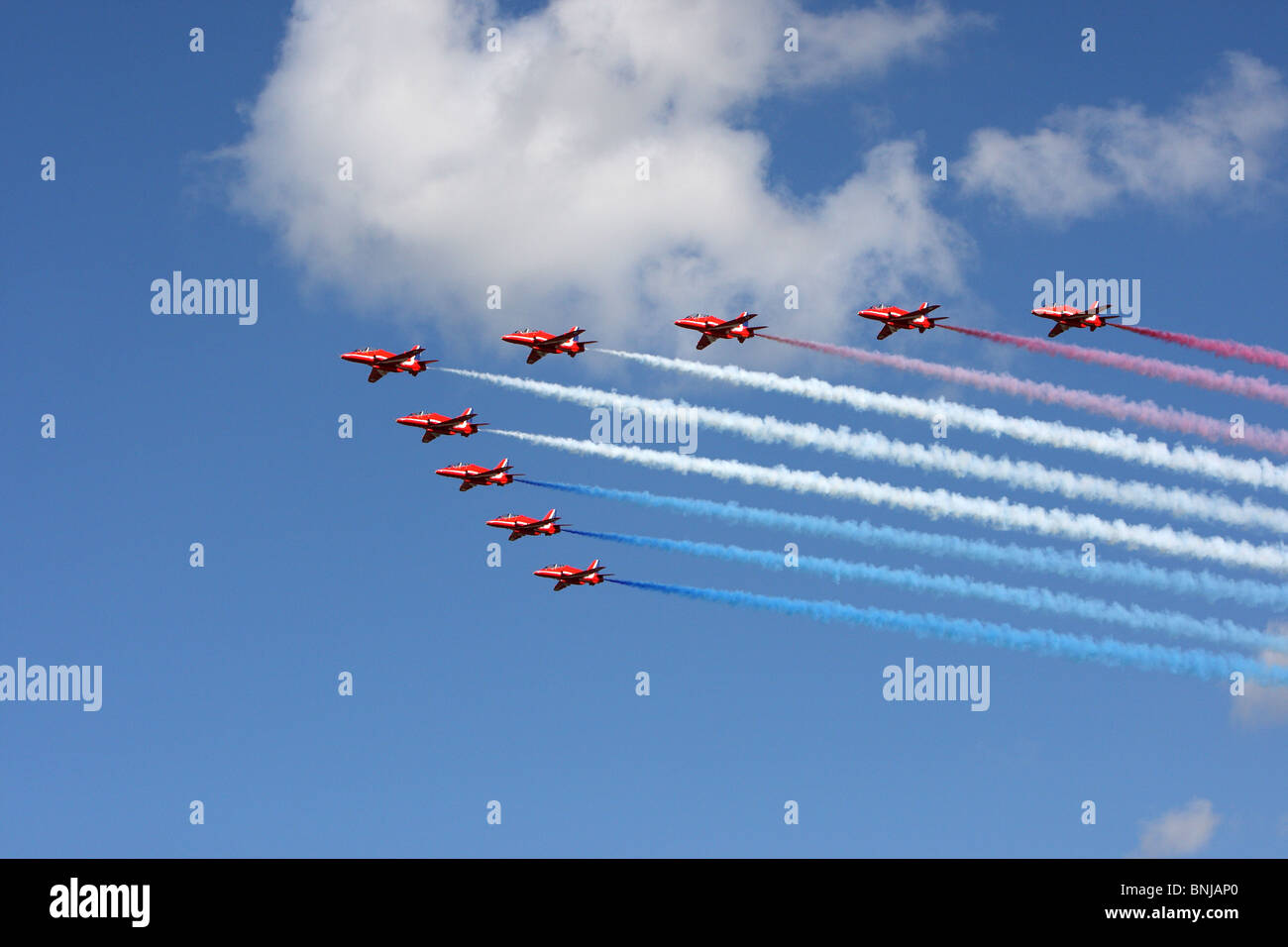 Le frecce rosse a RAF Fairford Gloucestershire. Royal International Air Tattoo 2010. RIAT Foto Stock