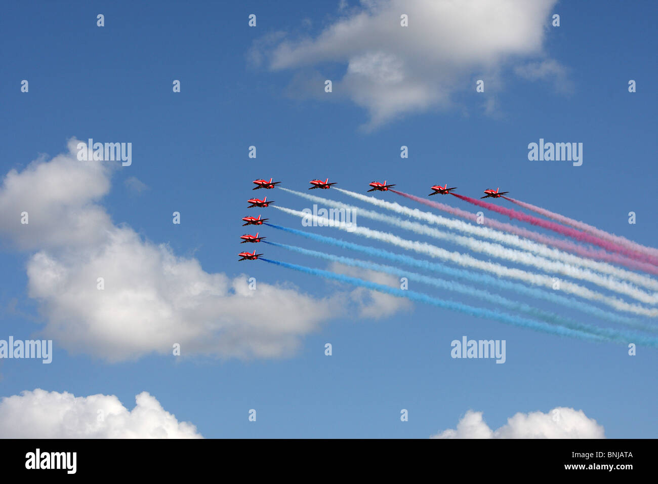 Le frecce rosse a RAF Fairford Gloucestershire. Royal International Air Tattoo 2010. RIAT Foto Stock
