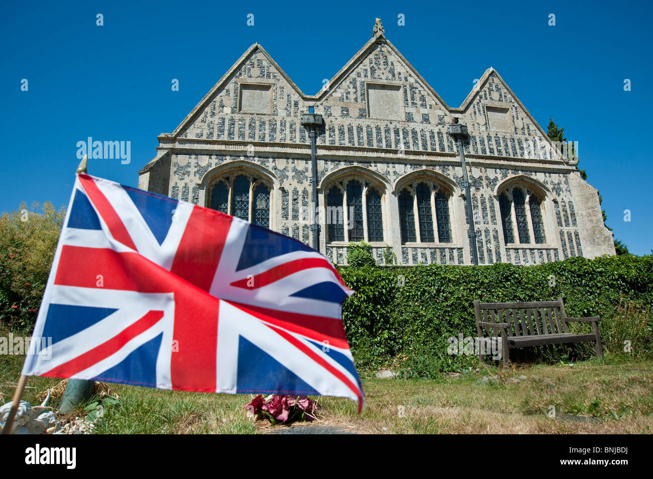 Bandiera dell'Unione a Long Melford chiesa Suffolk Foto Stock