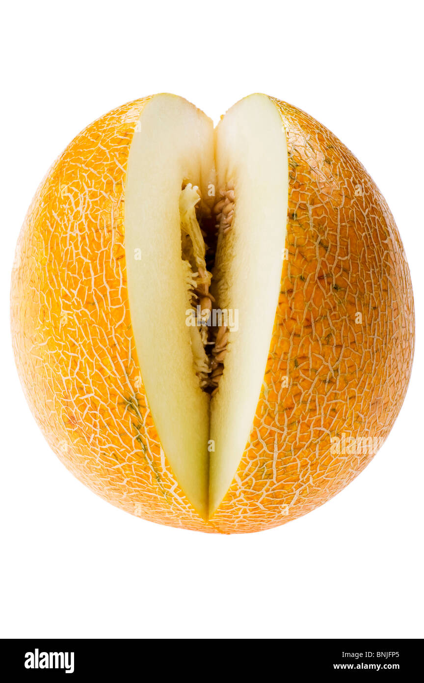 Oggetto su bianco - cibo melone close up Foto Stock